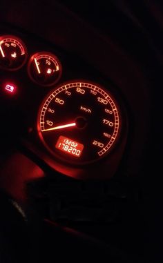 the gauges are lit up in the dark