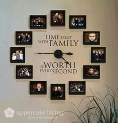 a clock with family photos on it