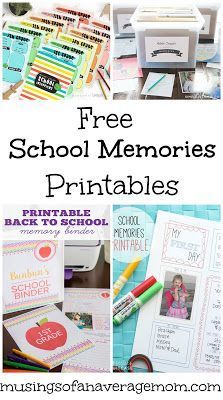 free school memories printables for the back to school year with pictures and text