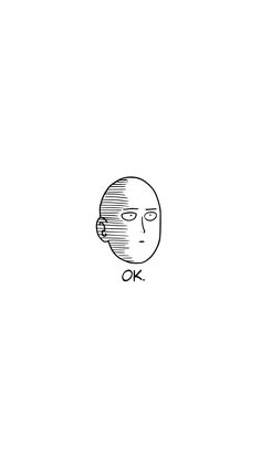 a black and white drawing of a man's face with the word ok on it