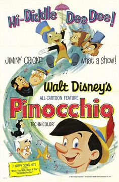 the poster for walt's pinocchioo starring cartoon characters from the 1950's