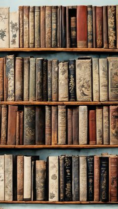 an old book shelf filled with lots of books