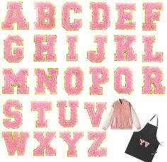 the letters and numbers are made up of pink glitter