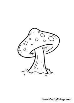 a black and white drawing of a mushroom