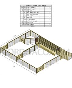 an image of a horse stable with measurements and details for the roof, walls and floor