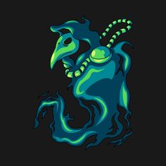 a stylized image of a blue and green creature