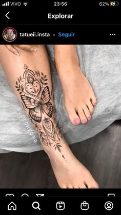 a person with a butterfly tattoo on their foot