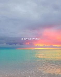 an ocean with the words value your institution written in white on it at sunset or dawn