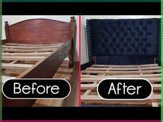 before and after pictures of a bed frame