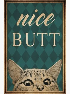 a poster with a cat's face and the words nice, but on it