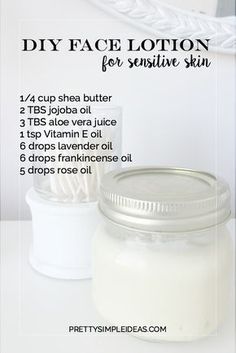 Diy Face Lotion, Lotion For Sensitive Skin, Oil Cleansing, Diy Lotion, Homemade Lotion, Frankincense Oil, Face Lotion, Skin Care Recipes