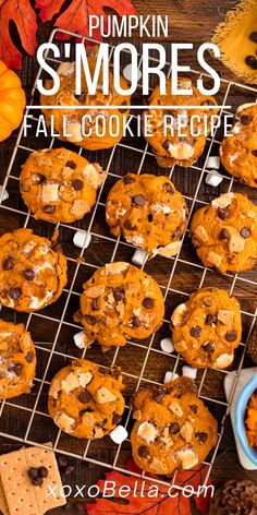 pumpkin s'mores fall cookie recipe on a cooling rack