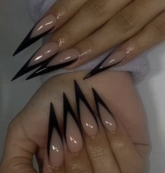 Stelito Nails, Stilleto Nails Designs, Long Stiletto Nails, Sharp Nails, Pointy Nails, Goth Nails