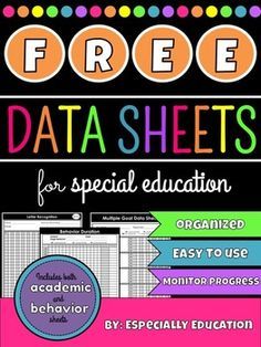 the free data sheets for special education