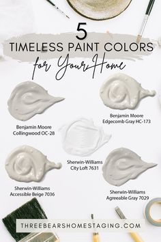 some paint colors that are being used to create the design for a home decor project