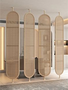 the room dividers are made out of bamboo and have multiple sections for each section