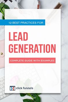 the title for lead generation complete guide with examples, including an image of a keyboard and flowers