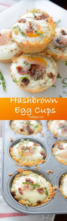 egg cups with bacon and cheese in the middle