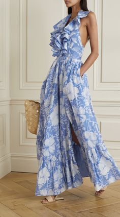 The Cool Girl’s Guide To Bridesmaid Dresses #refinery29 https://www.refinery29.com/en-us/fashionable-bridesmaid-dresses#slide-6 Bridesmaid Dress Styles, Brimmed Hat, Bohemian Maxi Dress, Silk Floral Dress, Pink Floral Dress, Silk Maxi Dress, Halter Maxi Dresses, Metallic Dress, Ruffled Maxi Dress