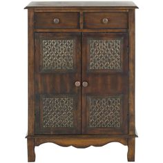 an ornate wooden cabinet with two doors