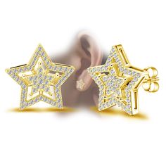 PRICES MAY VARY. ✮Sterling silver earrings are connected by two stars of different sizes and different designs. The exquisite workmanship makes them sparkle, which is eye-catching when worn. ✮Hypoallergenic star earrings are made of sterling silver and 14k gold plated, lead-free and nickel-free, set with sparkling cubic zirconia stones, giving these stud earrings an eye-catching and luxurious sparkle. And the electroplating process is excellent, and the design of the earrings makes it easy to pu Cartilage Stud Earrings, Gold Star Earrings, Electroplating Process, Cartilage Earrings Stud, Cartilage Stud, Star Earrings Stud, Trendy Gifts, Cubic Zirconia Earrings, Earrings Dainty