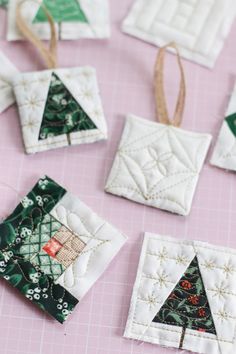 Making 2" x 2" mini quilted ornaments using Foundation-pieced quilted block using Perfectly Pieced from ME Time Delivered Quilt Wreath, Tree Blocks, Baby Lock Sewing Machine, Diary Of A Quilter, Sewing Machine Embroidery, Quilted Ornaments, Quilted Christmas Ornaments, Pretty Quilt, Star Quilt Blocks