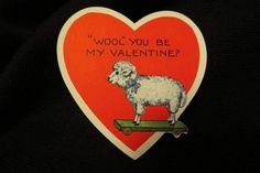 a heart shaped sticker with an image of a sheep on a skateboard that says wool you be my valentine?