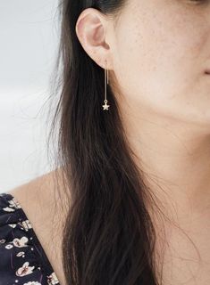 Star Earrings / Celestial Earrings / Dangly Star Earrings / Gold Star Earrings / Dainty Star Earring Star Earrings Dangle, Ambassador Program, Gold Star Earrings, Dainty Gold Earrings, Star Earring, Wanderlust Jewelry, Celestial Earrings, Best Friend Jewelry, Thread Earrings