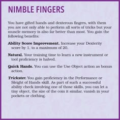 DnD 5e Feat Nimble Fingers by Me.Mimic Coin Tricks, Sleight Of Hand, Dnd Dragons