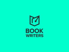 the book writer logo is shown on a green background with black letters and an arrow