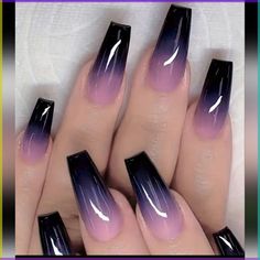 Ongles Beiges, Purple Acrylic Nails, Nagellack Trends, Goth Nails, Purple Nail, Black Nail, Diy Nail Art, Black And Purple, Halloween Nail Art