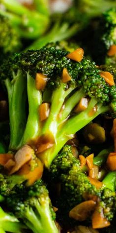 broccoli florets and nuts are mixed together