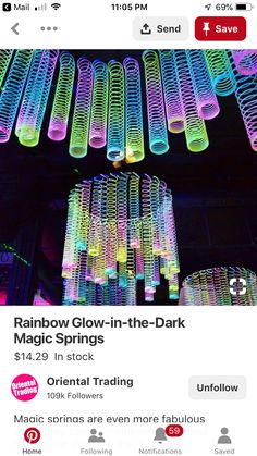 an instagram page for rainbow glow - in - the - dark magic springs on iphone