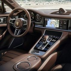 the interior of a luxury sports car