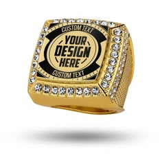 Take your bling to the next level by creating your own custom championship ring! Want to feature a team logo, pay homage to 'Dad of the Year,' recognize a top performer, or personalize a unique groomsman gift? We've got you covered! We've developed a groundbreaking new design tool that is so easy to use; even grandma could do it. Simply fill in your text and either choose from our curated collection of awesome clip art, or upload your own photo/logo to create your ultimate custom ring masterpiec Groomsmen Gifts Unique, Award Trophy, Custom Trophies, Custom Awards, Sports Awards, Groomsman Gift, Championship Rings, Hello Kitty Iphone Wallpaper, Custom Ring