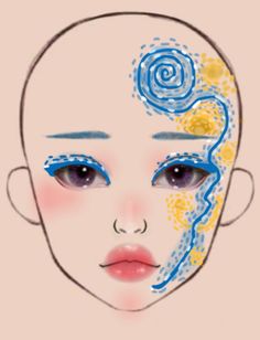 Cartoon Inspired Makeup, Face Chart Makeup Ideas Creative, Adventure Time Makeup, Van Gogh Makeup, Creative Makeup Looks Inspiration, My Little Pony Makeup, Art Makeup Ideas, Face Painting Aesthetic, Dry Skin In Winter