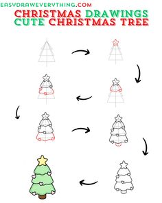 how to draw christmas trees for kids with easy steps and instructions on how to draw them