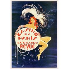 a vintage french poster advertising the carnival de paris, la grande revuvg