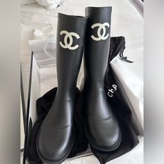 Brand New Chanel Rain Boots Size 8 No Returns No Trades No Exchange Final Sale 100% Authentic Chanel Rain Boots, Shoes Chanel, Chanel Shoes, Winter Rain, Old Money, Rain Boots, Final Sale, Women's Fashion, Chanel