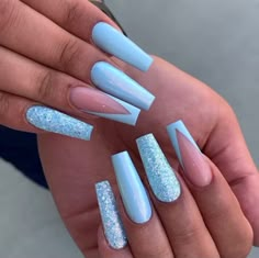 Aqua Nails, Teal Nails, Blue Acrylic Nails, Fancy Nails Designs, Her Nails, Acrylic Nails Coffin Short, Luxury Nails, Classy Nails, Fancy Nails