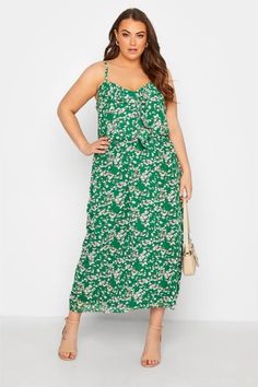 Shop YOURS LONDON Curve Green Floral Print Ruffle Maxi Dress at Yours Clothing. Discover women’s plus size clothing in sizes 10-36 with fast delivery. Plus Size Wedding Guest Dress, Ruffle Maxi Dress, Curve Fashion, Shirred Dress, Green Floral Print, Floral Print Maxi, Ladies Of London, Ruffled Maxi Dress, Plus Size Maxi Dresses