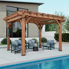 12x10 Pergola Main Relaxation Space, Cedar Pergola, Grill Gazebo, Wood Pergola, Gazebo Pergola, Wooden Swings, Climbing Vines, Patio Accessories, Pergola Patio