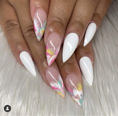 Simple Colorful Nails, Stiletto Nail Design, Sns Design, Stilleto Nails Designs, Sassy Nails, Colorful Nails, Work Nails, Dope Nail Designs, Almond Nails Designs