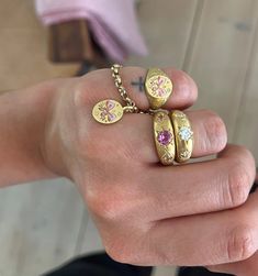 Pink Rococo, Ring For Women Gold, Heart Piercing, Necklace Trendy, Two Rings, Pink Enamel