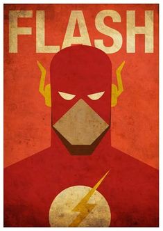 the flash poster is shown in red and yellow with an arrow on it's chest