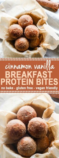 cinnamon vanilla breakfast protein bites in a bowl