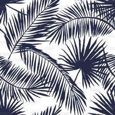 seamless palm tree leaves on a white background