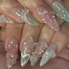 FREE SHIPPING ON ORDERS $9.95+ Buy 3 Get 1 More Free CODE: 4YOU Buy 5 Get 5 More Free CODE: 5FREE Nail Inspo With Gem, Cute And Trendy Nails, Gel Nail Charms, Cute Nail Patterns, Ren Fair Nails, Fairycore Nails Aesthetic, Color Neutral Nails, Ethereal Nails Aesthetic, Faerie Nails