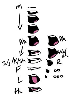 an image of different types of lips with the words written below them in cursive writing