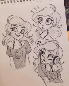 some drawings of princesses and their faces